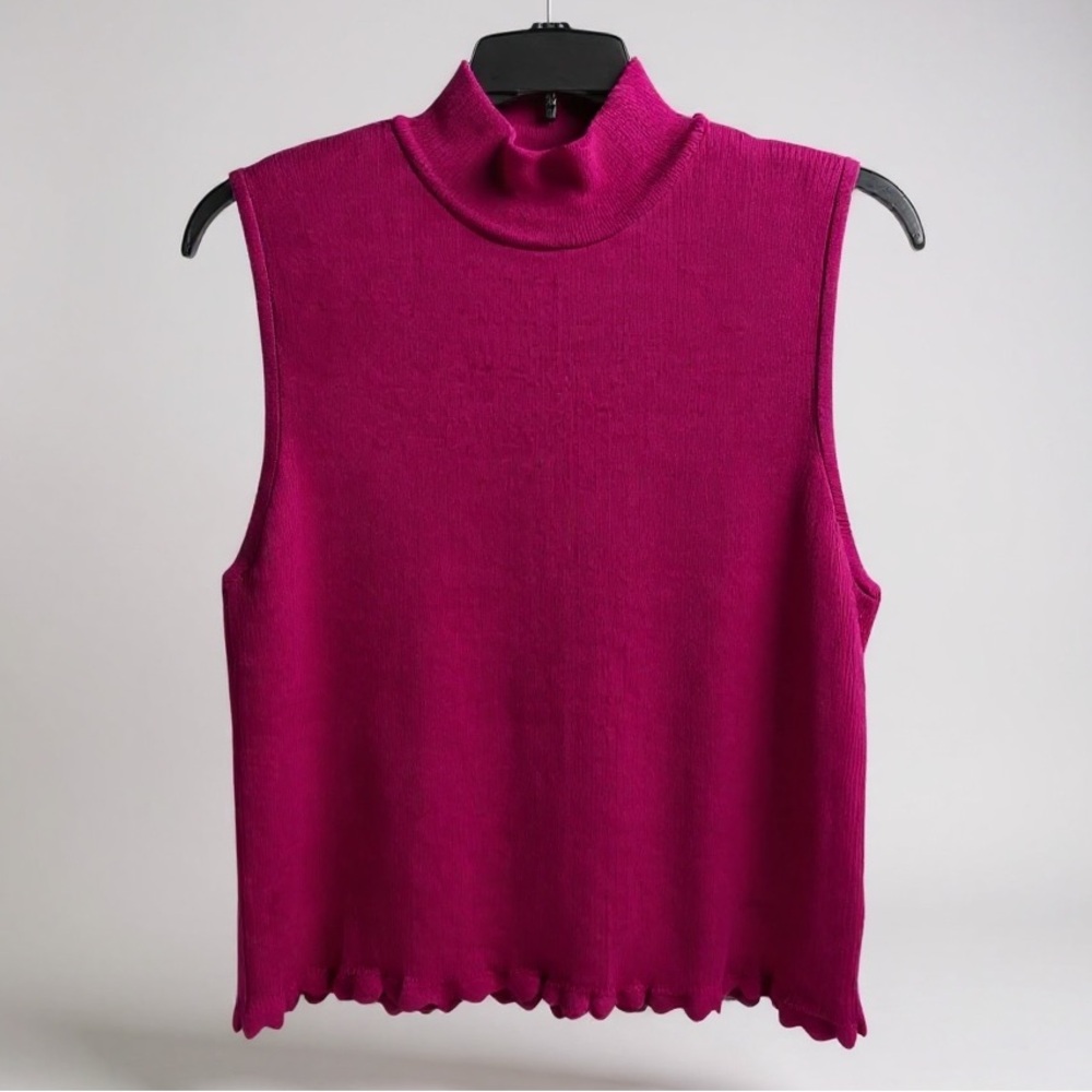 Bar III‎ Women’s Fuchsia Sleeveless Turtleneck Top Size XL